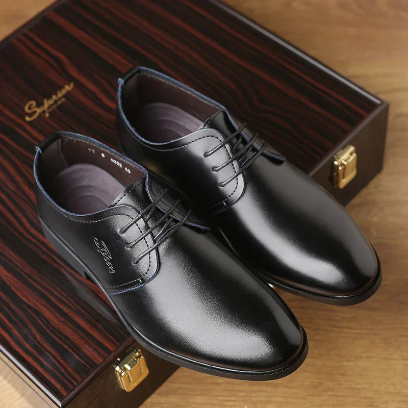 Men's Shoes Black Leather Formal Shoes for Men Oxfords Male Wedding Party Office Business Shoe Man zapatos de hombre Plus Size