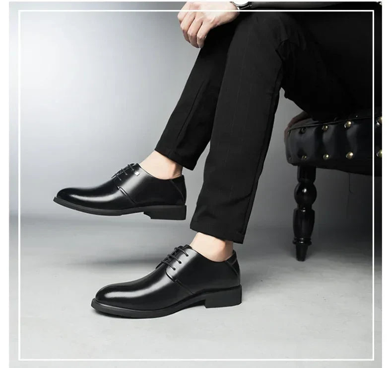 Height Increasing Shoes Man Hollow Breathable Taller Elevator Shoes 6CM Invisible Insole for Daily Men Heighten Wedding Shoes
