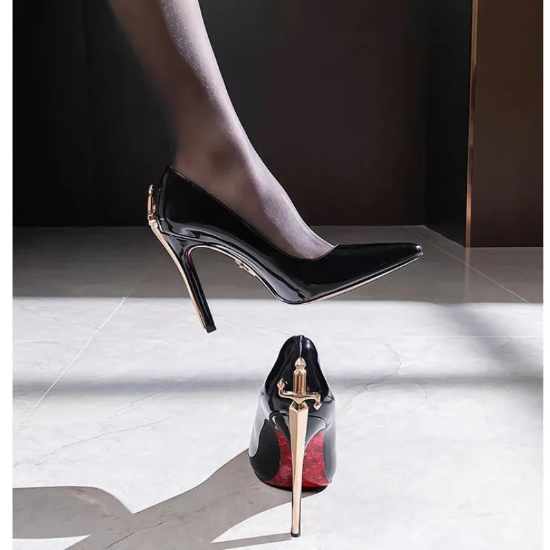 Designer Women Shoes Luxury Scepter Golden Sword High Heels 2026 Fashion Queen Pointed Head Stiletto High Heels Zapatos De Mujer
