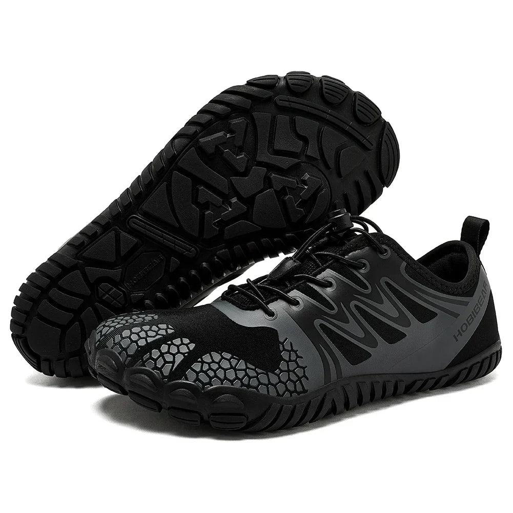 Wide Toe Barefoot Shoes for Unisex Artificial Leather Outdoor Walking Sneakers Zero Drop Minimalist Elastic Band Shoes
