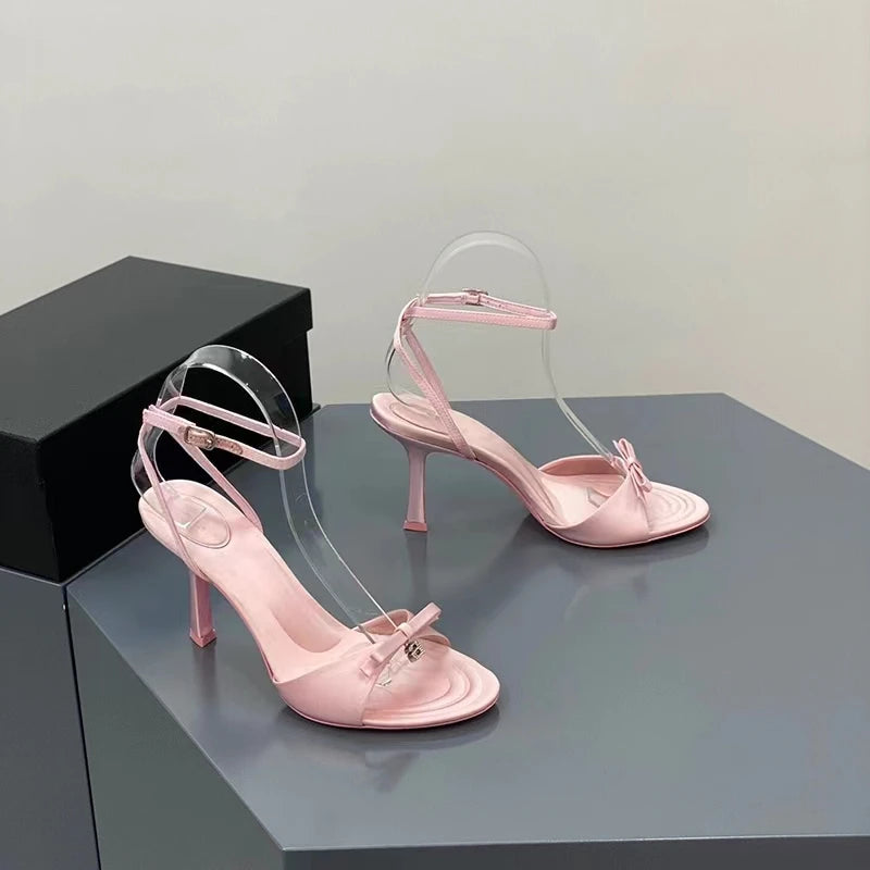 Women's Sandals Simple Big Size Women's Shoes Pink Kawaii Lori Shoes Super High with Fine Heel Women's Shoes Round Head 9cm