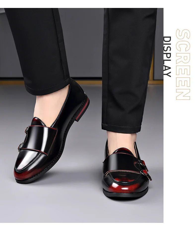 Spring Summer New Cow Leather Shoes for Men Buckle Designer Loafers Male Solid Color Big Size Fashion Business Casual Shoes Man