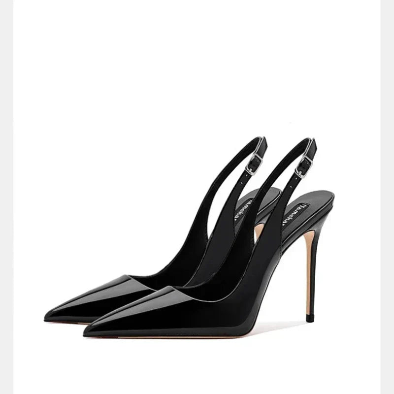 2026Summer Fashion Buckle Women's High Heels 10cm New Open Heel Party Dress Designer Pointed Toe Casual Sandals Zapatillas Mujer