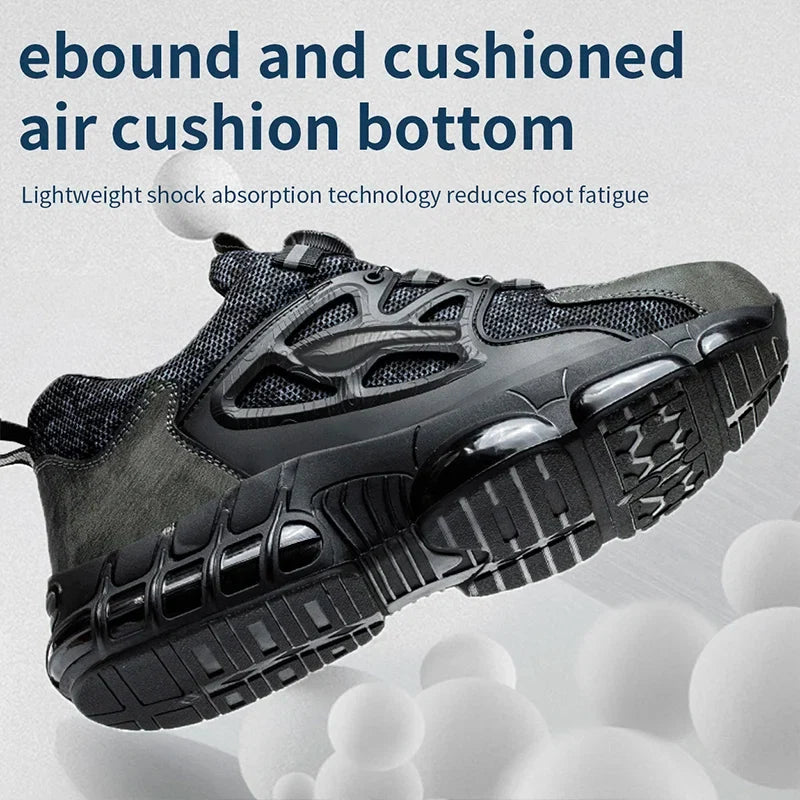 New Rotating Button Safety Shoes Men Anti-smash Anti-puncture Work Shoes Fashion Men Sport Shoes Men Security Mining Boots