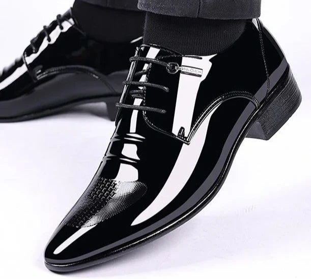 Patent Leather Black Lace Up Pointed Toe Men's Formal Shoes 2025 Style Low Price Office Luxury Designer 39 Suit Social Shoe Male