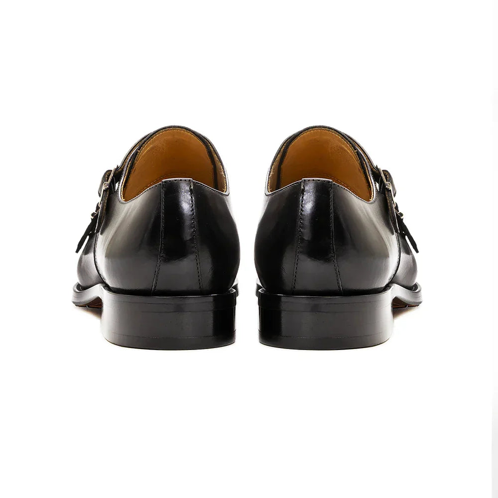Luxury Genuine Leather Double Buckle Monk Strap Formal Shoes for Men Classic Cap Toe Business Office Wedding Dress Shoes