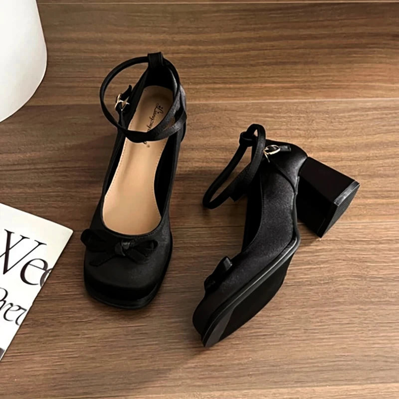 Block Heel High Heels Women's French Platform 2025 Gentle Ballet Shoes