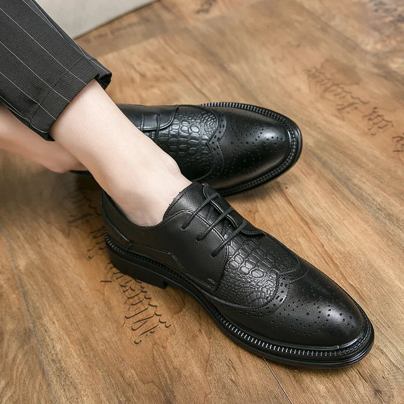 Designer Business Oxfords Formal Wedding Mens Derby Italian Original Crocodile Leather Dress Office Loafers Casual Shoes for Men