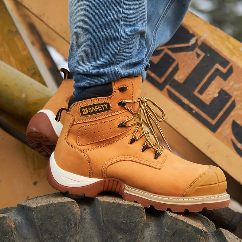 Cowhide Work Boots Genuine Leather Safety Shoes Men 6KV Insulating Shoes Composite Toe Protection Shoes Wear Resistant Men Boots
