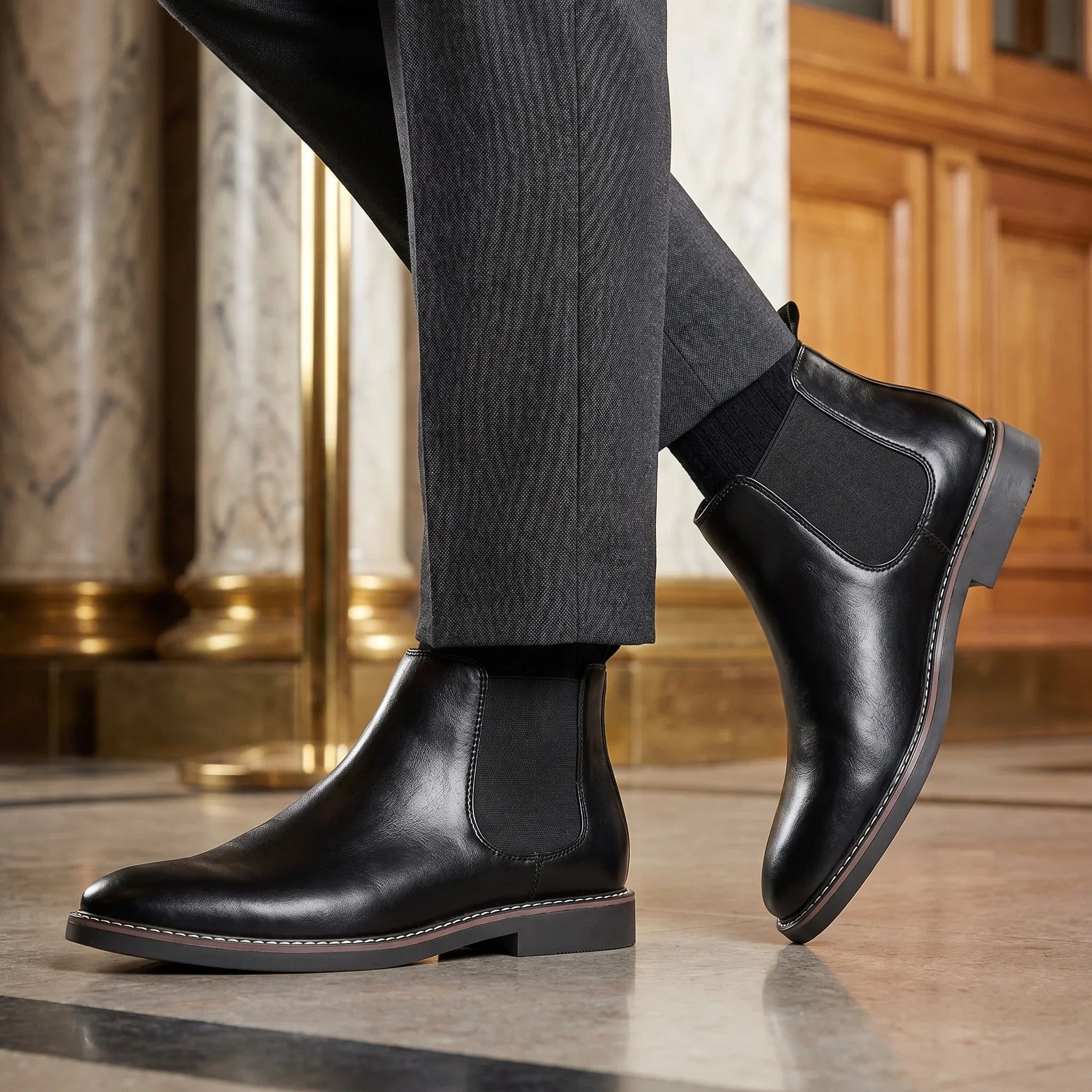 40~46 Chelsea Boots Men 2024 Brand Comfortable Fashion Leather Men Boots