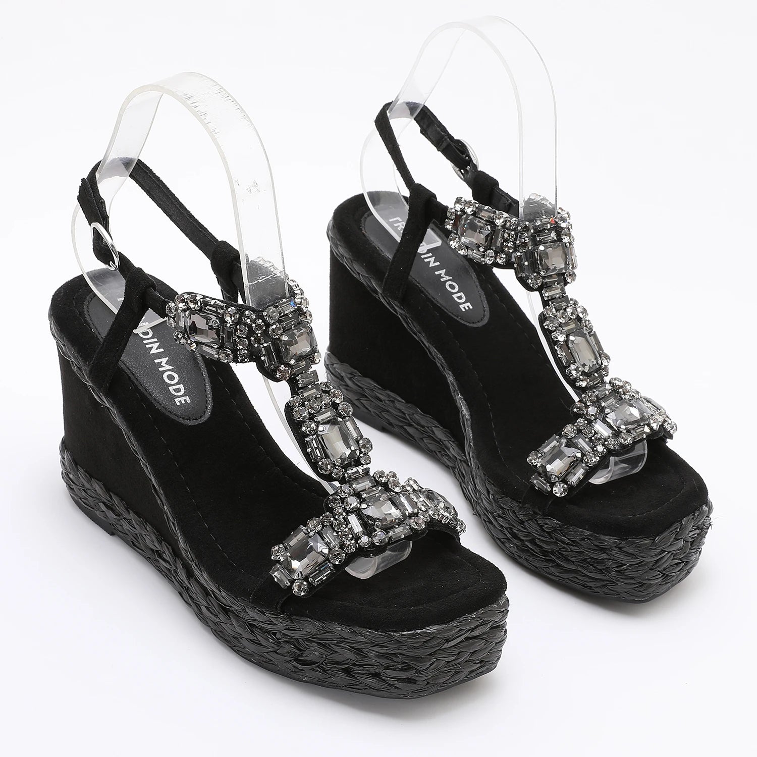 Trendin Mode Women's Velvet High Wedge Sandals 10cm Heel
