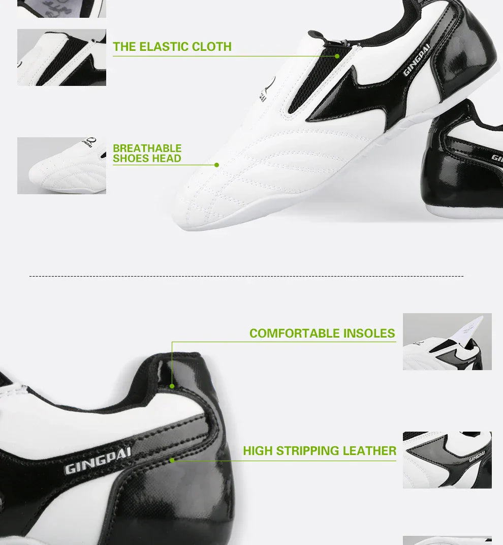 White Breathable Taekwondo Shoes Karate Kung Fu Wrestling Martial Arts Shoes Adults Child Non-slip Soft Oxford Soles Sneakers