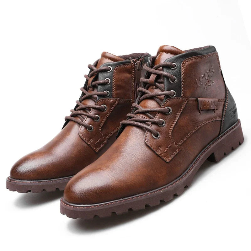 Handmade Men Ankle Boots Luxury retro Men's Motorcycle Boots High Quality Outdoor Shoes Work Shoes British Style Men Boots 2024