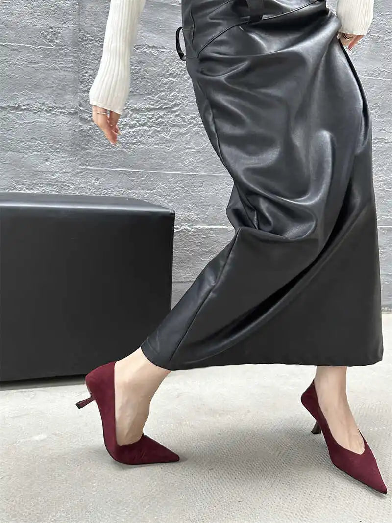 2024 Autumn Pointed Toe Women Sexy Shallow Slip On Pumps Shoes Fashion Thin High Heel Ladies Elegant Dress Shoes Mujer