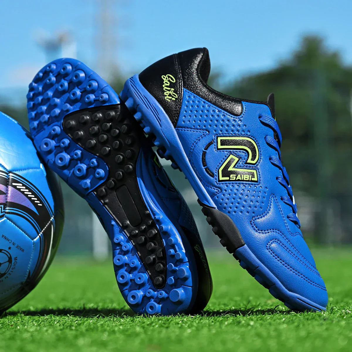 TF Turf Soccer Cleats for Kids Youth Men Women Breathable Non-Slip Training Shoes with PU Fabric Rubber Sole