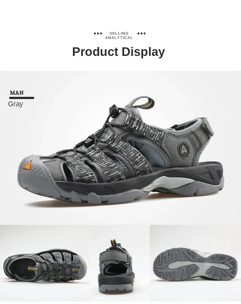 Summer Outdoor Sandals for Men Breathable Hiking Shoes Water Beach Mens Sandals Camping Climbing Aqua Sneaker HT-710445A