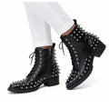 Autumn Genuine Leather Men's boots Chelsea Fashion Rivet Lace-up High quality Bright leather  Pointed shoes Dress Boots