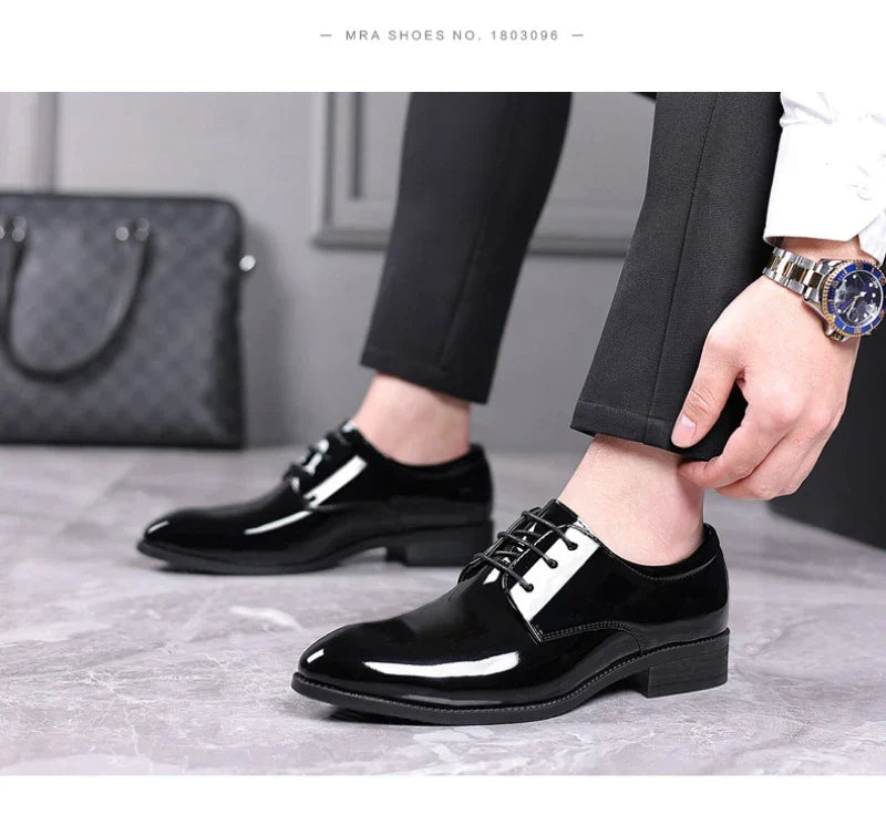 Spring British Style Formal Dress Shoes Black Business Oxfords For Groom Wedding Office Comfortable Big Size Footwear Non Slip