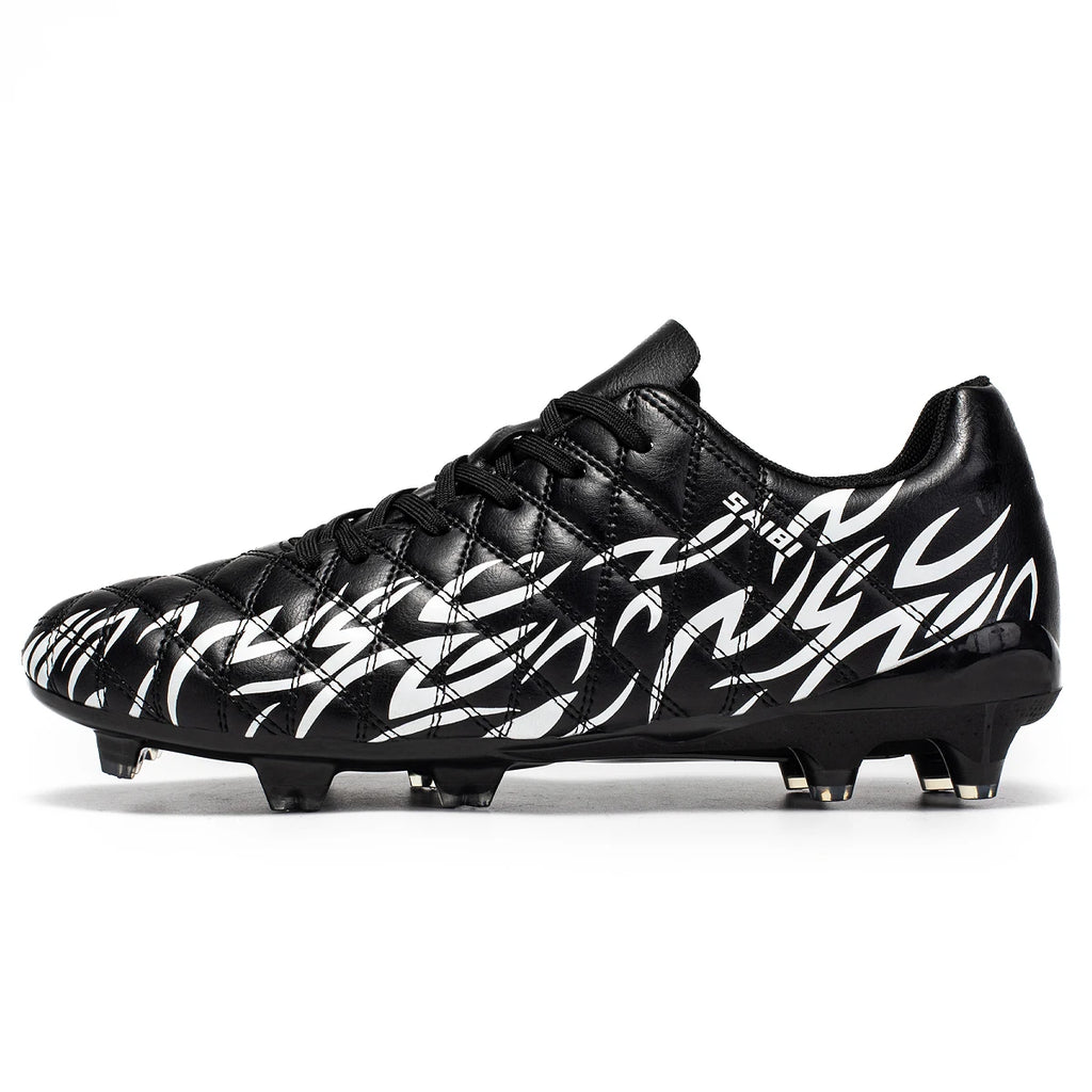 Unisex AG/FG Football Boots, Ankle Support Collar, Breathable PU Mesh, Durable TPU Long Studs, Great for Training and Competitiv