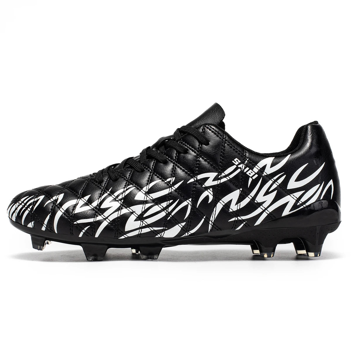 Unisex AG/FG Football Boots, Ankle Support Collar, Breathable PU Mesh, Durable TPU Long Studs, Great for Training and Competitiv
