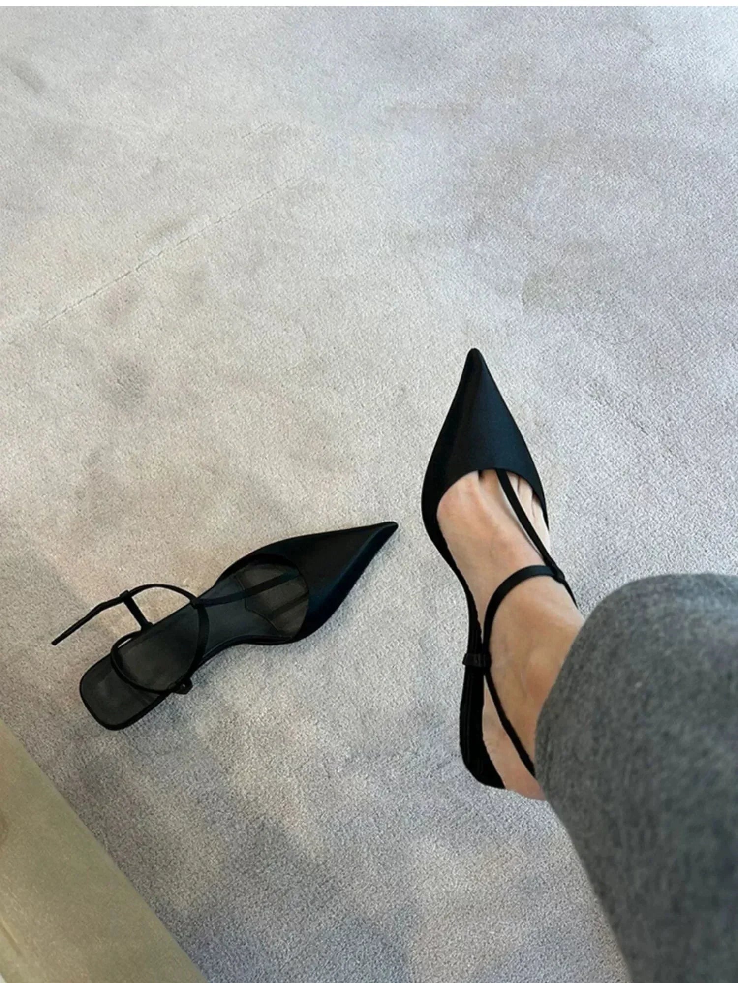 Women's Heeled Shoes New Sexy Pointed Toe Chunky Heel Slingbacks Shoes for Women High Heel Shoes Dress Party High Heel Sandals