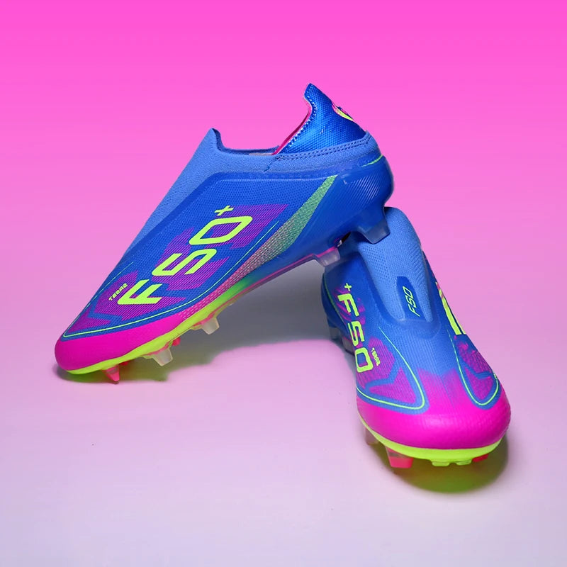 Without-lace Mens Football Boots Youth FG Professional Training Studded Fast Soccer Cleats Non Slip Football Shoes for Boys F50