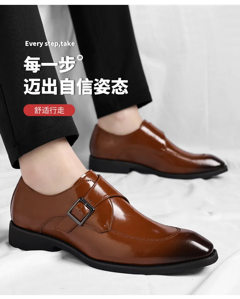 Buckle Designer Big Size Dress Shoes for Men Spring Autumn Solid Color Cow Leather Shoes Male Fashion Business Casual Shoe Man