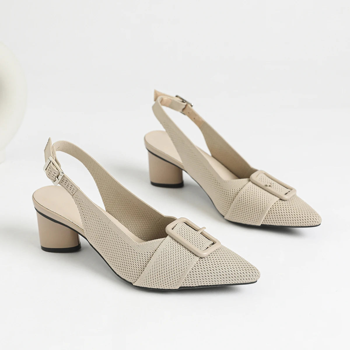 2025 New Women's High Heel Sandals with Pointed Knitted Fashion, Breathable, Non slip, and Colorful Blocks