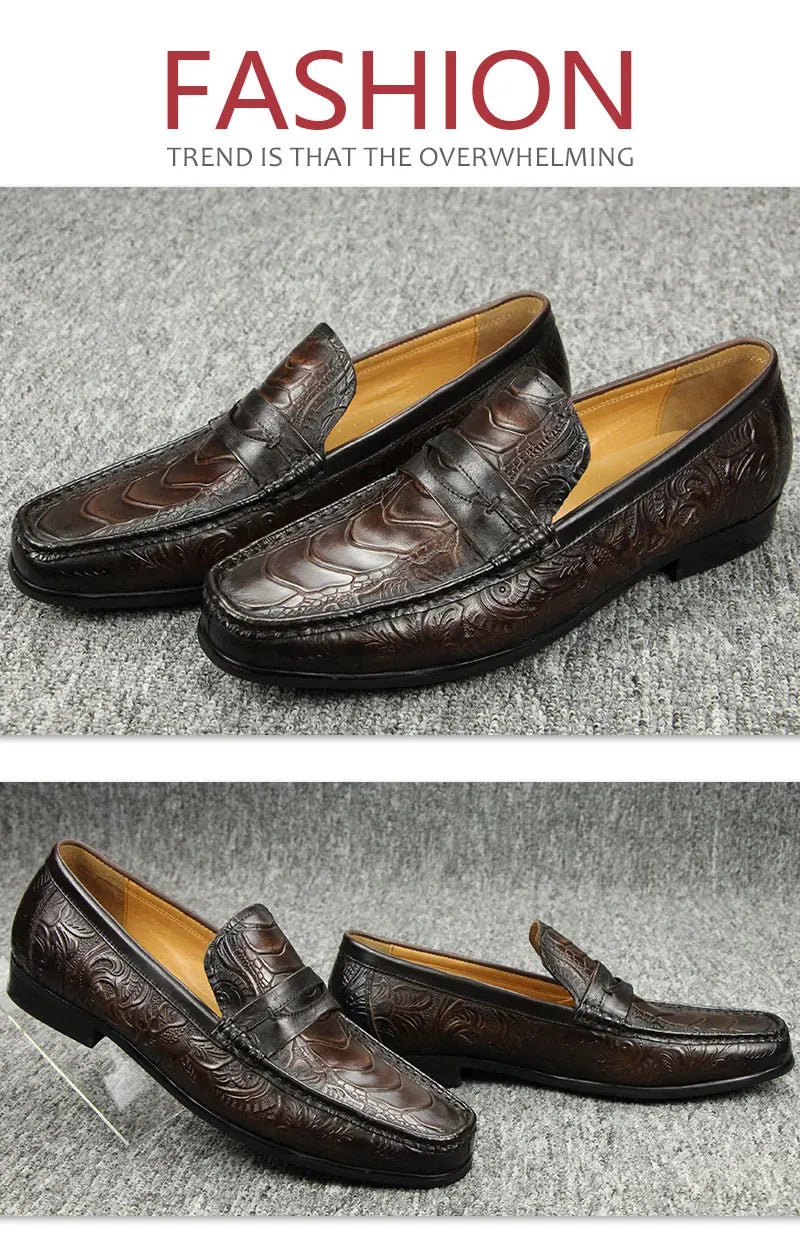 High Quality Casual One-step Loafers Genuine Leather Classic Leather Shoes Gentleman Dress Shoes Vintage Sapato Social Masculino