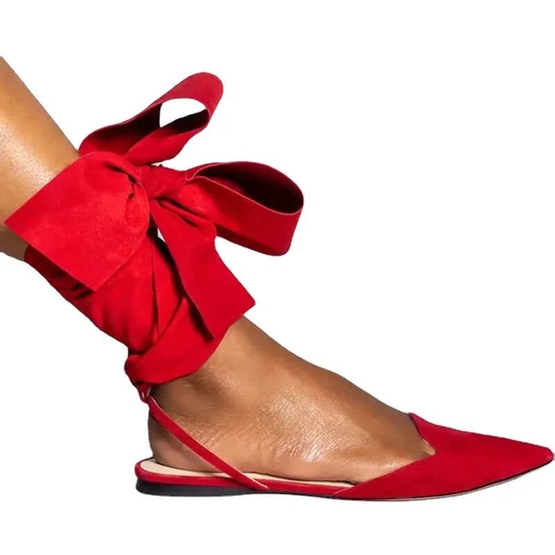 Ladies Shoes on Sale 2025 Pointed Toe Women's Sandals Summer Shallow Mouth Lace Up Shoes Female Slingbacks Flat Heel Sandals
