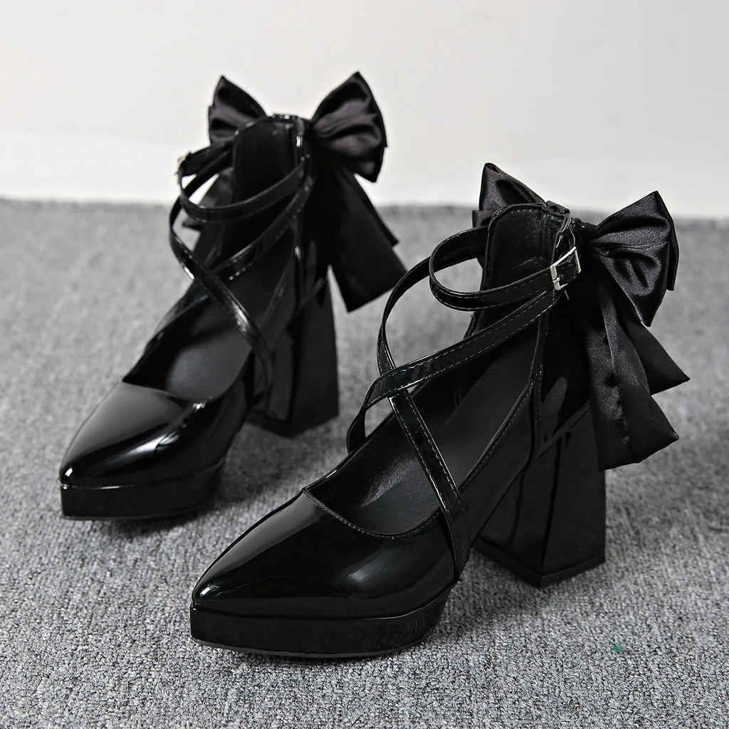 Gothic Black Patent Leather Mary Jane Shoes Women Summer 2026 Platform Super High Heel Y2K Shoes Woman Lolita Ankle Strap Pumps