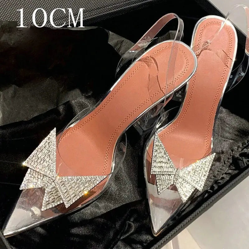 34-45 PVC Transparent Crystal Shoes 2026 Summer New Pointed Odd Heel Shoes Stiletto Ladies Sun Decoration Wild Fairy Shoes