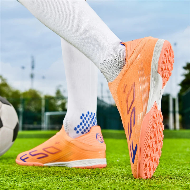 T36 Laceless Mens Soccer Shoes Boys F50 TF/FG Training Football Sneakers for Youth Turf Soccer Cleats Chuteira Campo 35-45