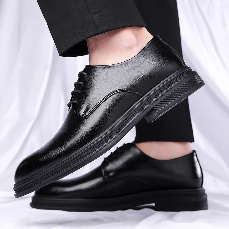 Men's Formal Leather Shoes Lace Up Breathable Non-slip Rubber Sole Lightweight Comfortable Dress Shoes Office & Special Occasion