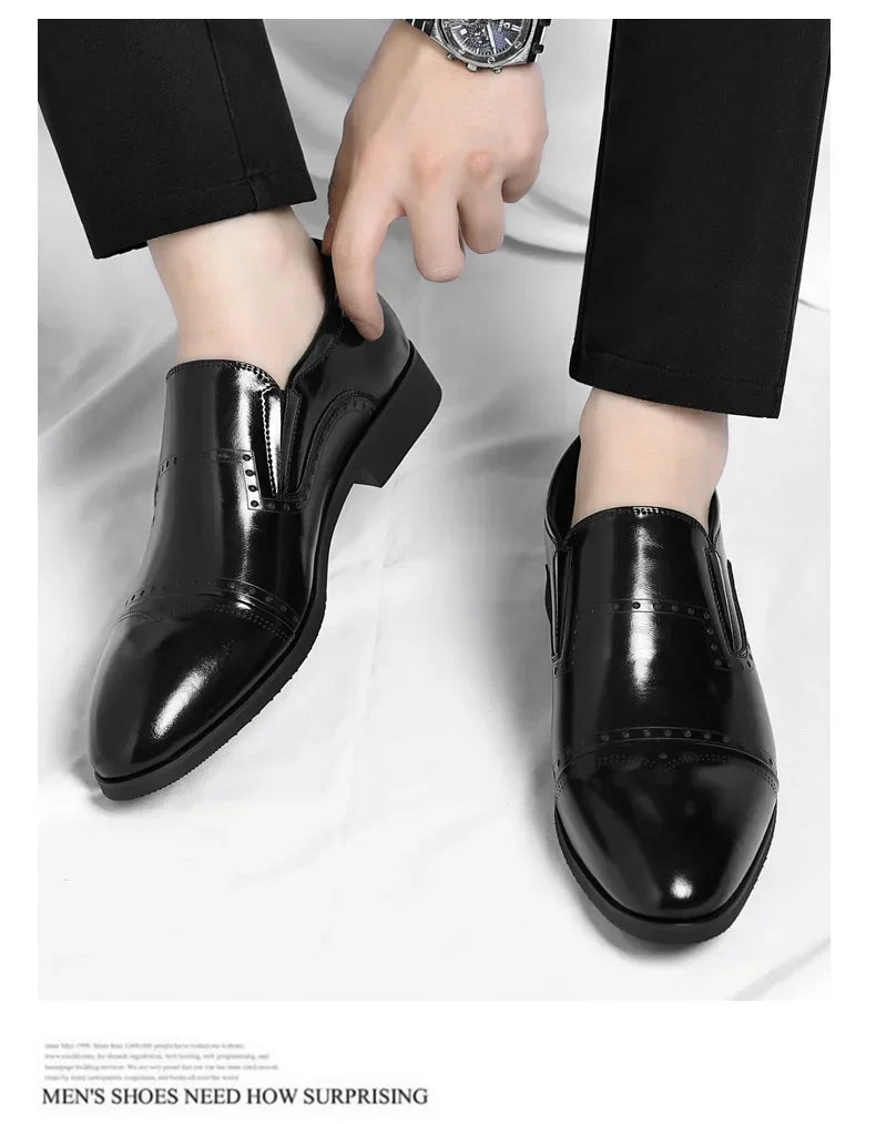 Big Size Dress Shoes for Men Solid Color Summer Autumn Fashion Business Casual Shoes Male British Style Cow Leather Shoe Man