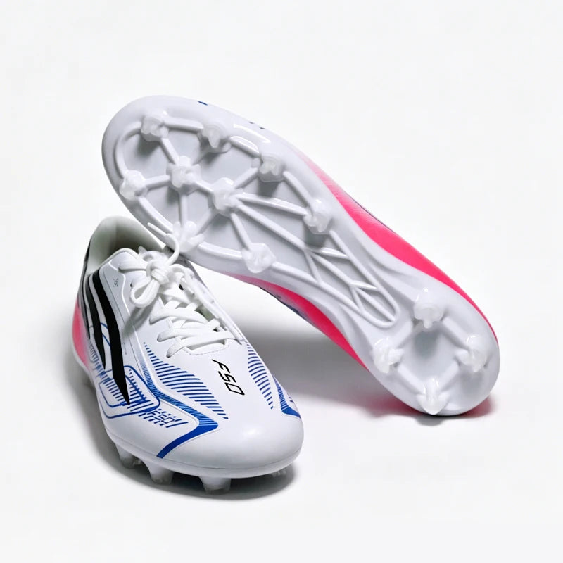 2710 Pink Mens Soccer Shoes TF/FG Training Football Sneakers Match Youth Turf Soccer Cleats Chuteira Campo Boys 34-45