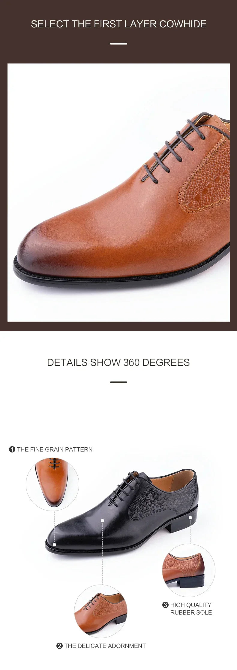High Quality Handmade Oxford Casual Business Work Shoes Formal Men Shoes Fashion Dress Genuine Leather Lace Up Comfortable Shoe