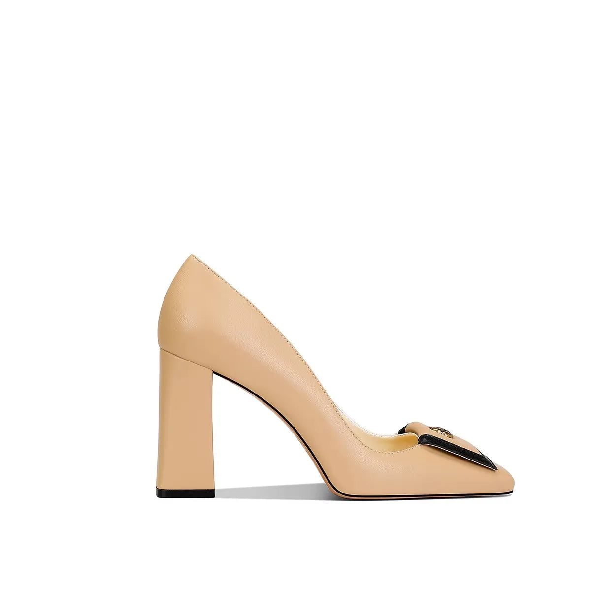 Spring new square toe shallow metal rose square heel shoes banquet dress large size small size thick high heeled women's shoes