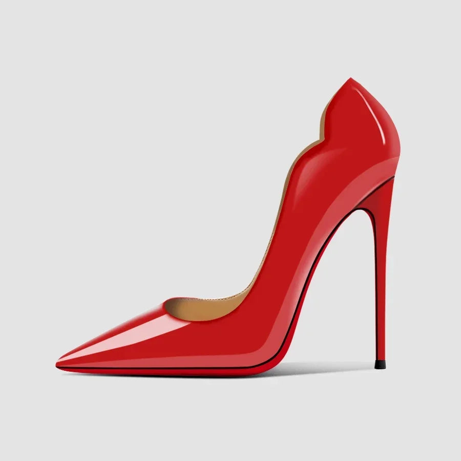 2025 New 12cm Black Extra Thin Heels  High Heels Super Shallow Mouth Women's Large Professional Single Shoes34-46