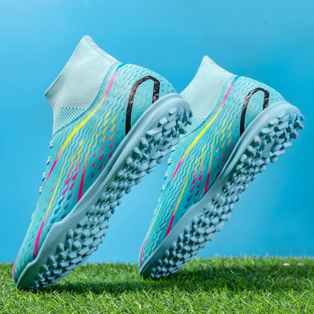 Adult TF football shoes Quick Dry PU Breathable Fabric Anti-abrasion Rubber Sole Light Fit For Mid-level Turf Football Enthusias