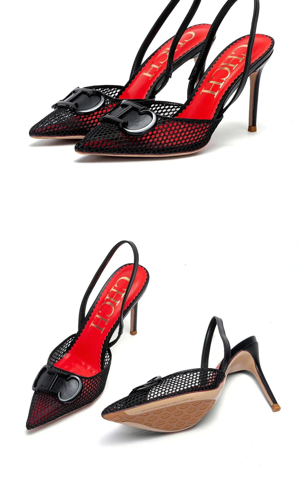 Woman's High Heels  Summer Breathable Mesh Black Business Sandals 9cm For Girls