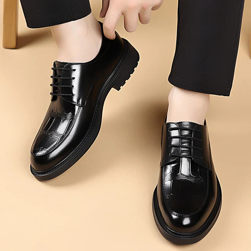 Fashion Men's Oxford Office Shoes High Quality Casual Leather Round ToeFlat Designer Business Dress Shoes Outdoor Walking Shoes