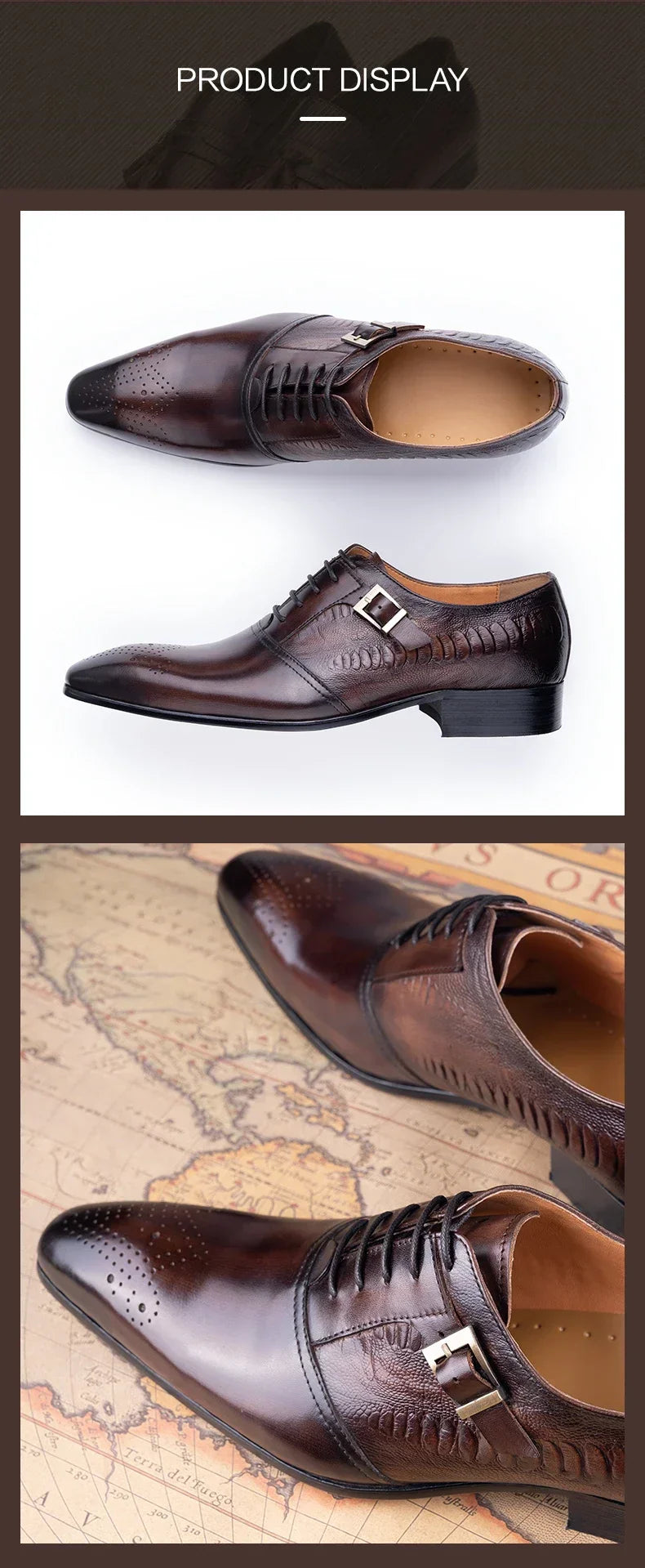 Male Genuine Leather Social Shoe Oxford Elegant Man Dress Shoes Hand Lace-up Pointed Party Wedding Shoes Black Coffee Shoes