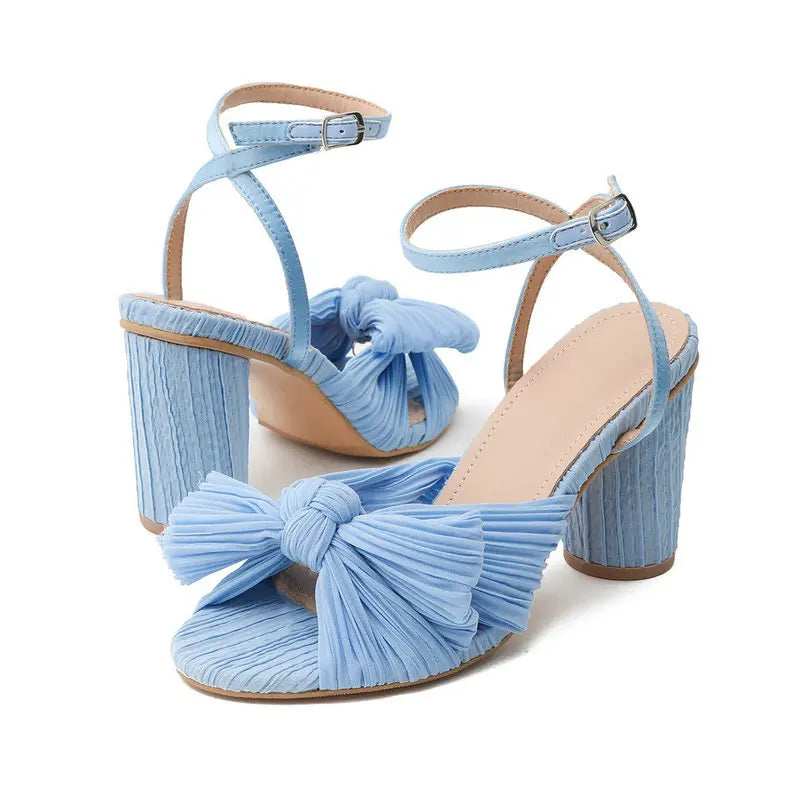 2026 Fashion Women Sandals with Thick Bow Fairy Silk Sandals Retro Fairy Shoes Lady Zapatos Super-high Heel