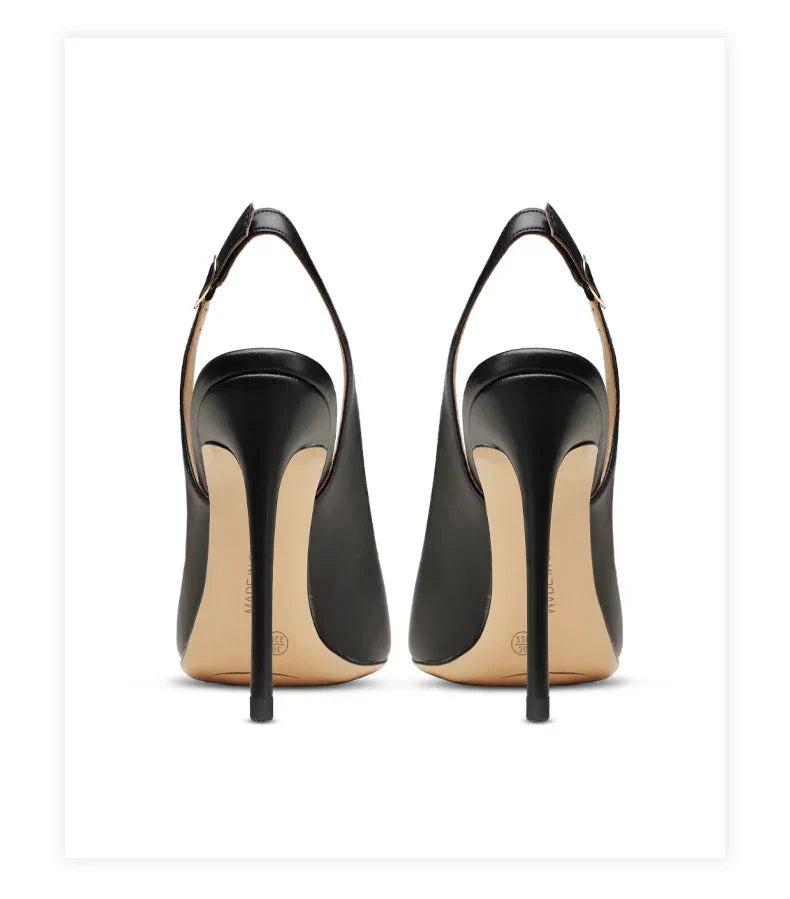 Matte black sandals, women's new style, slim heel, shallow mouth, versatile, toe cap, back strap, work high heels