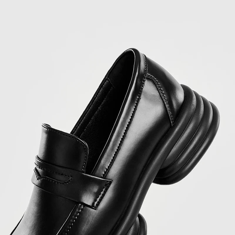 Men Zipper Patent Leather Increase Loafers Shoe Japan Korean Streetwear Fashion Thick Sole Platform Vintage Style Leather Shoes