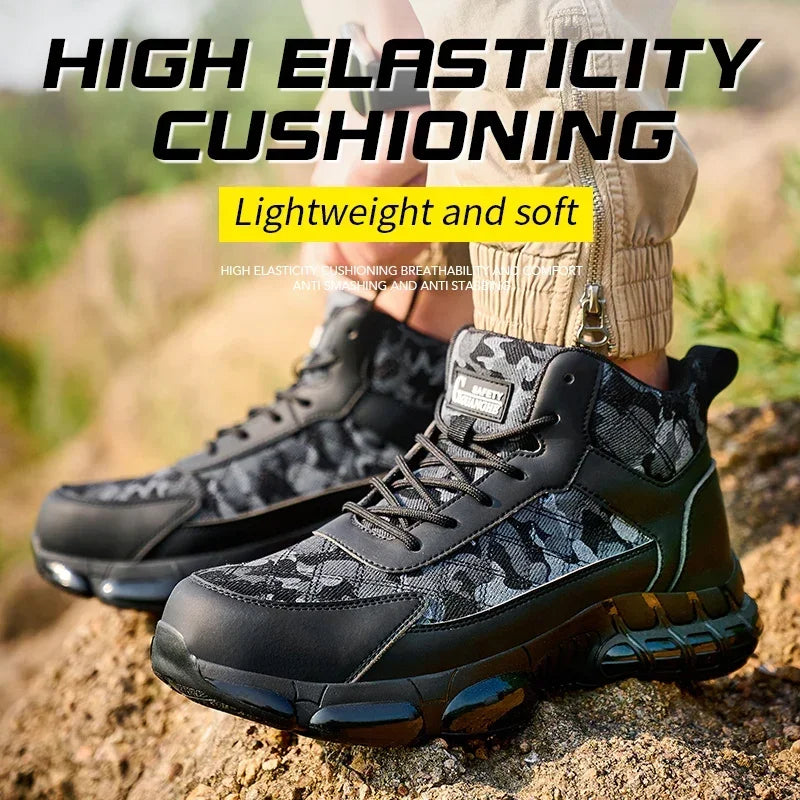 Latest 2024 Fashion Men Work Safety Boots Steel Toe Cap Indestructible Anti Smashing Sneakers Puncture-Proof Protective Shoes