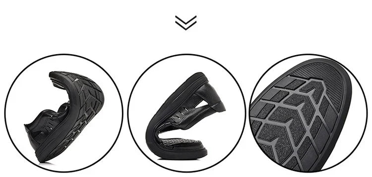 Spring Summer New Hallow Breathable Loafers for Men Fashion Casual Leather Shoes Male Solid Color Soft Sole Designer Shoes Man
