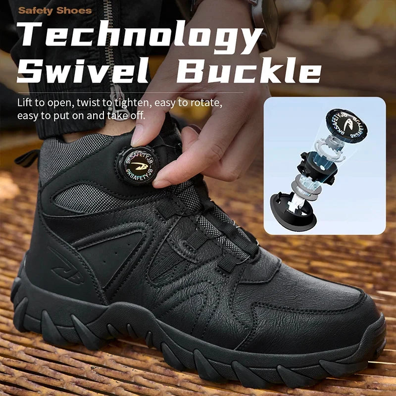 Waterproof Safety Boots Men Indestructible Steel Toe Work Boots Anti-smash Stab-resistant Safety Shoes Mens Tactical Ankle Boots
