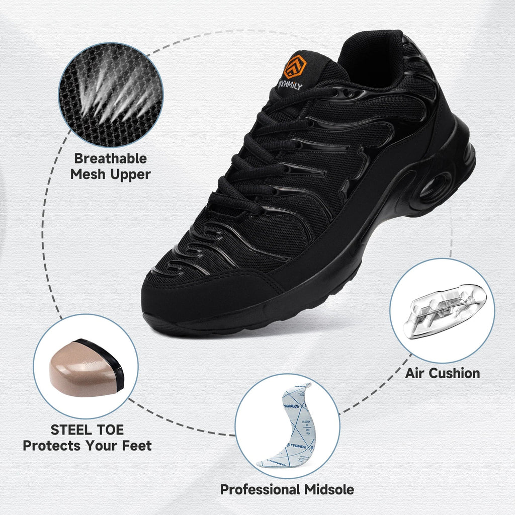 Men's Safety Shoes Air Cushion Steel Toe Work Sneakers Breatherable Anti-smash Anti-puncture Work Shoes